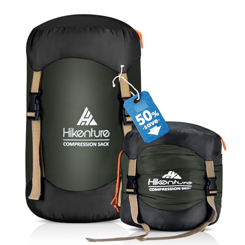 Hikenture Compression Sack for Sleeping Bag, Upgrade Anti-Tear Nylon Sleeping Bag Stuff Sack, 10L/14L/20L/30L Water-Resist...