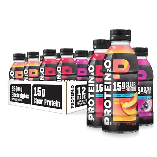 Protein2o Hydration Drink - 2-in-1 Liquid Clear Whey Protein Isolate and Electrolyte Drink - 15g Protein, Vitamins B5, B6...
