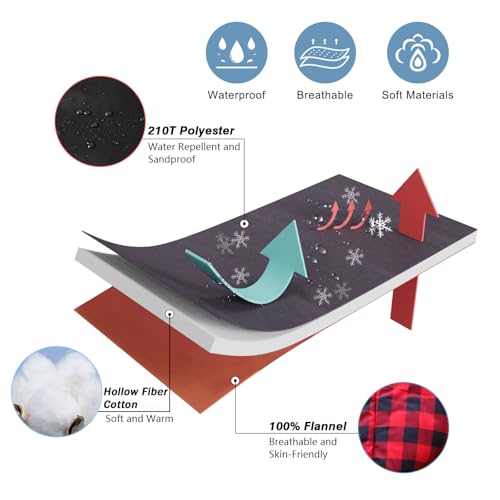 Keencamp 0 Degree Sleeping Bag Cotton Flannel Winter Cold Weather for Adults XXL Sleeping Bag 4 Season Big and Tall with P...
