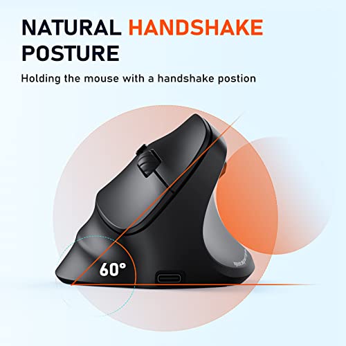 MEETION Ergonomic Mouse, Wireless Vertical Mouse RGB Backlit Rechargeable Mice for Bluetooth(5.2 + 3.0) & USB-A with USB-C...