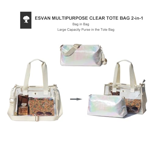 Iridescent Soap Bubble Tote Clear Bag for Stadium Events with Shoulder Bag for Concert Beach