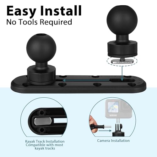 VINmounts 19.7" Kayak Camera Mount,360 Degree Adjustable Mount Compatible with Camera,with 1.5 Inch Ball T-Bolt Base for M...