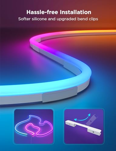 Govee RGBIC Neon Lights, LED Smart Neon Rope Light 2 Works with Matter, Alexa, Google Assistant, Custom DIY Neon Strip Lig...