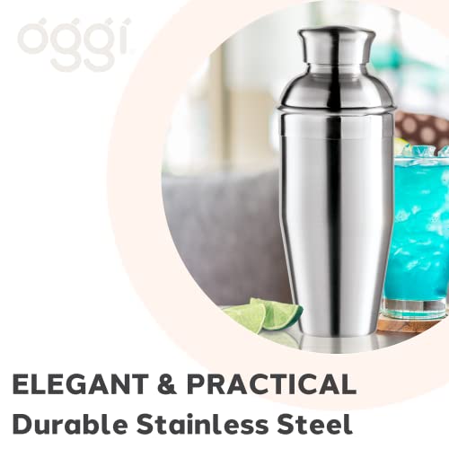 OGGI Classic Cocktail Shaker Stainless - 26 oz, Stainless Steel Construction, Built in Strainer - Ideal Home Bar Drink Mix...