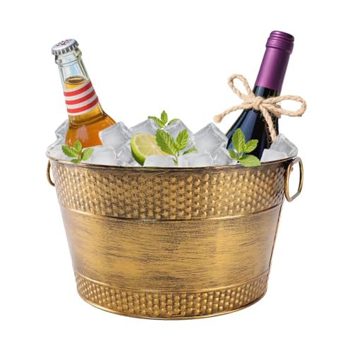 Metal Ice Bucket Galvanized Beverage Tub,Drink Buckets Large Cooler for Wine Beer Champagne Cocktails for Catering, Bars, ...