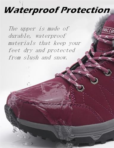 HANABIRA Women Waterproof Winter Ankle Snow Boots Non-Slip Hiking Boots with Warm Fur Lined Winter Walking Boots Sneakers ...