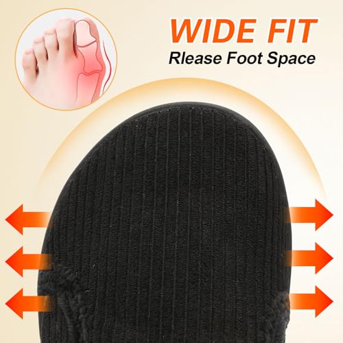 Spesoul Wide Womens Slippers Adjustable House Shoes Indoor Outdoor Barefoot Slippers Cozy Walking Shoe Swollen Edema Diabe...