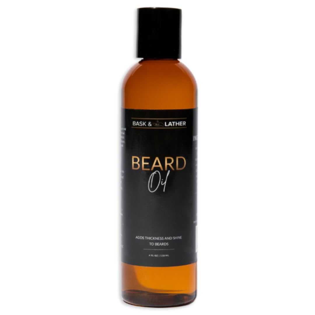 Bask & Lather Beard Growth Oil, Frizz Free Hair Oil for Men Beard Care with Vitamins & Natural Ingredients to Hydrate, Smooth &