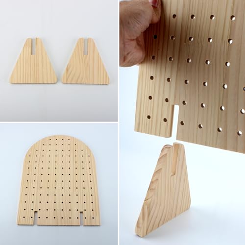 Wooden Pegboard Display Stand with 25 Pcs Dowel Rods, Pegboard Accessories Rack, Keychain Jewelry Display Stand for Vendor...