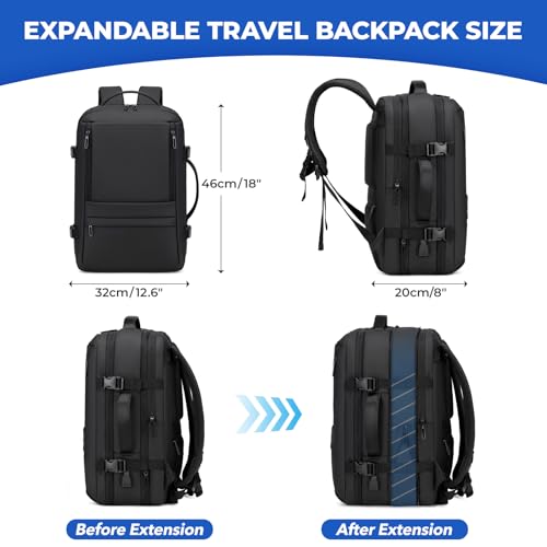 Rcrirth Carry On Travel Backpack for Airplanes | 35L Suitcase Backpack Luggage Business Weekender Bag - Expandable Travel ...
