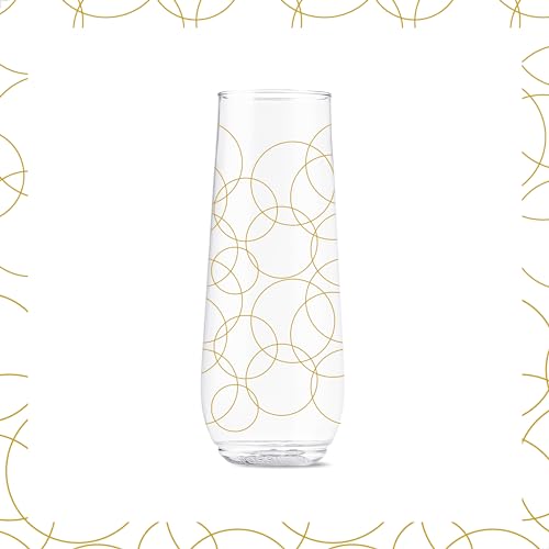 TOSSWARE POP 9oz Flute Festive Cheers Series, SET OF 6, Premium Quality, Recyclable, Unbreakable & Crystal Clear Plastic P...
