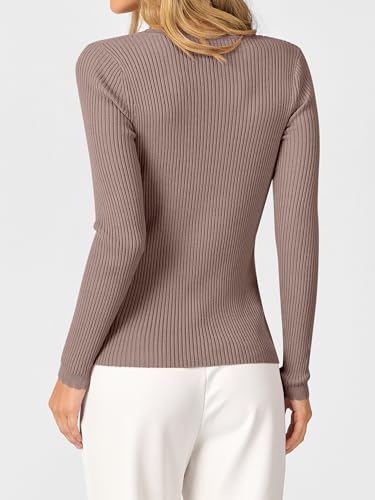 ANRABESS Womens Ribbed Fitted Sweater Long Sleeve Shirts Scoop Neck Lightweight Casual Knit Slim Tops 2025 Fall Outfits