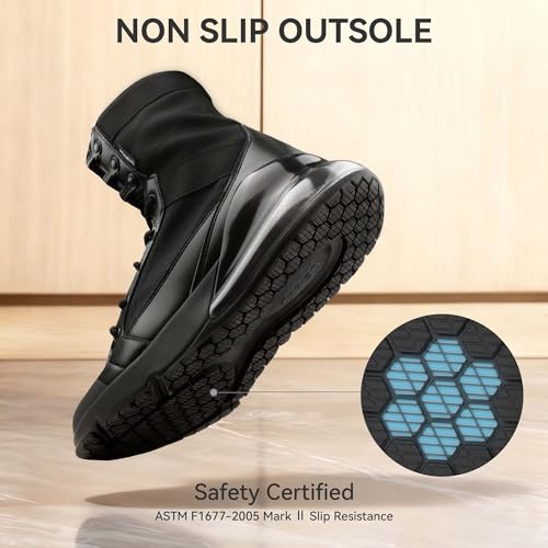 CENNID Women's Waterproof Work Tactical Boots Wide Non Slip Boots Lightweight for Side Zipper All Day Comfortable Hiking M...