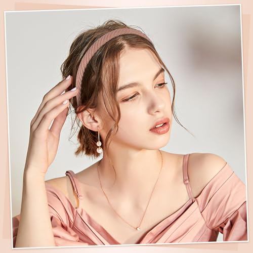 obeoby 6 Pack Trendy Headbands for Women, 0.6inch Thin Knitted Hairbands for Girls Valentines Day Outfit Women's Hair Non ...