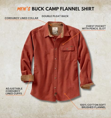 Legendary Whitetails Men's Flannel Shirt Long Sleeve Button Down 100% Cotton