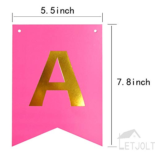 Roseo Pink Happy Birthday Banner Signs Golden Sparkle Funny Birthday Party Supplies for Girls Party Decorations Nursery De...