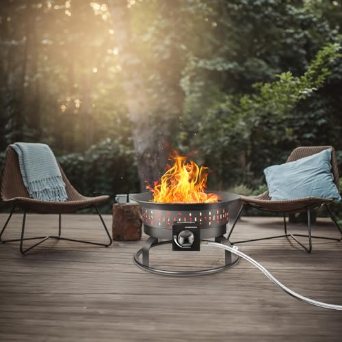 GasBRUH Outdoor Portable Propane Fire Pit, 19-Inch,60,000 BTU with Cover&Carry Kit,Camping Propane Fire Pits,Gas Firebowl,...