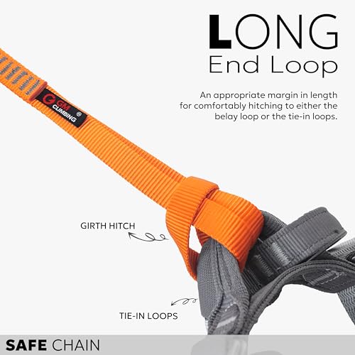 GM CLIMBING 16mm Nylon Safe Chain PAS Sling 22kN CE UIAA Certified for Personal Anchor System Rappel Transition Aid Climbi...