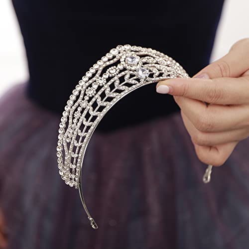 JWICOS Crystal Rhinestone Queen Bride Tiara Crown for Women Brides Headdress Vintage Bridal Birthday Prom Wedding Tiaras a...