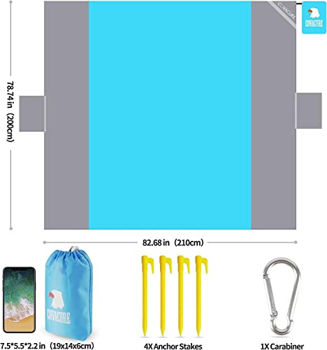 covacure Beach Blanket Waterproof Sandproof 79”X 83"- Large Beach Blanket Sandproof Fits for 4 Adults, Waterproof Beach Ma...
