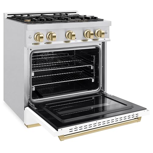 ZLINE Autograph Edition 30 in. 4.2 cu. ft. Classic Gas Range with 4 Burner Cooktop and Convection Gas Oven in Satin Stainl...
