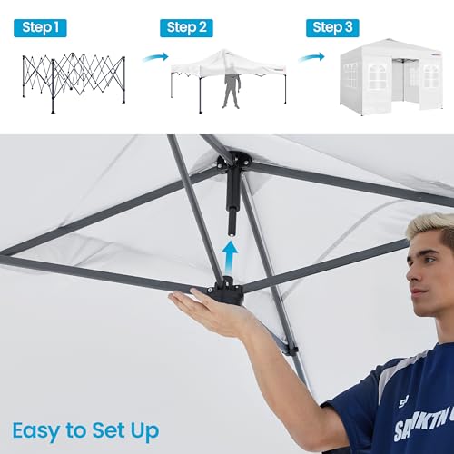 Yaheetech 10x10 FT Pop Up Canopy Tent with 4 Side Walls & One-Push Setup & Roller Bag, Outdoor Heavy-Duty Instant Event Te...