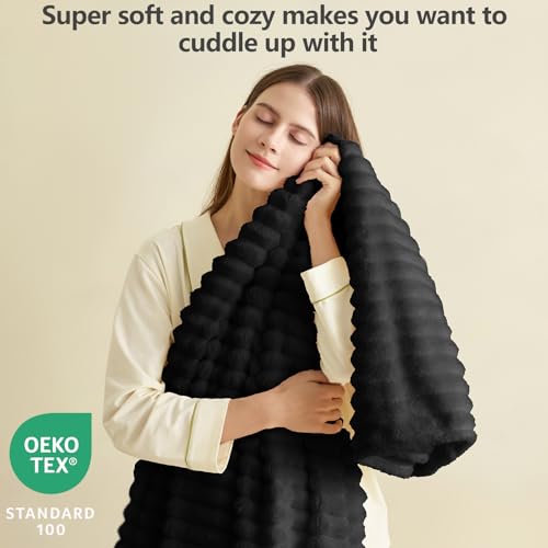 HIMEET Black Twin Size Blanket for Bed - 300GSM Soft Cozy Blankets, Cute Small Lightweight Fleece Throws, Birthday Gifts, ...