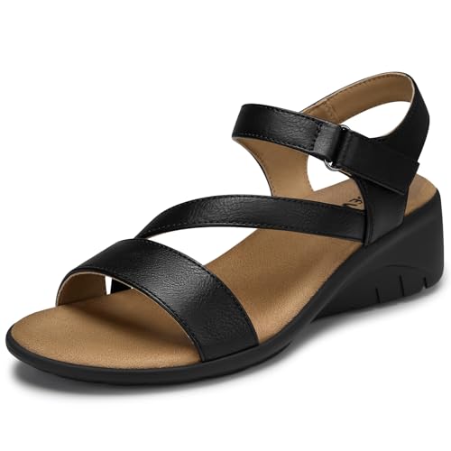 SHIBEVER Dressy Wedge Sandals for Women: Summer Casual Platform Strappy Arch Support Comfortable Walking Womens Wedges San...