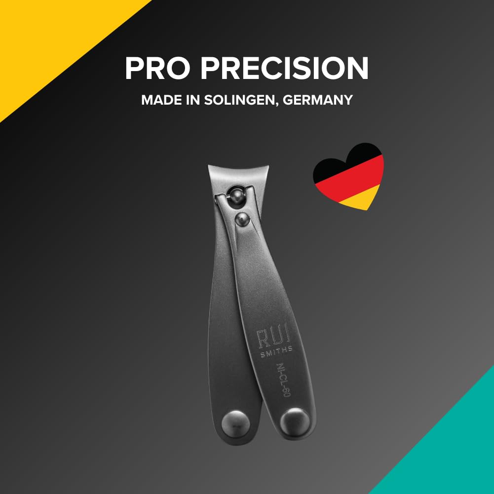 Rui Smiths Pro Precision Nail Clippers | TopInox Stainless Steel Manicure Pedicure Trimmer, Curved Cutting Edges, Travel Size, 6