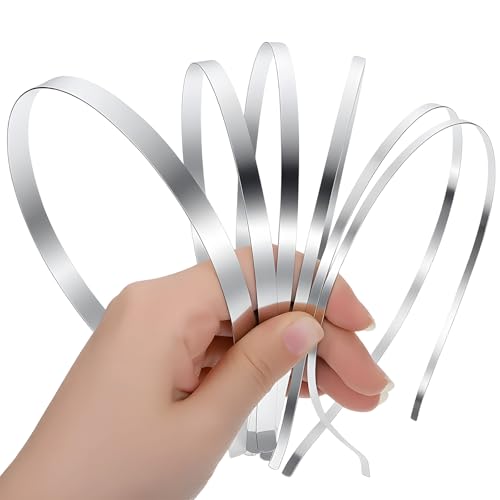 Thinp 6 Pcs Thin Metal Headbands for Women, 6 Size Silver Wire Headband Metallic Plain Headbands for Crafts DIY Women Hair...