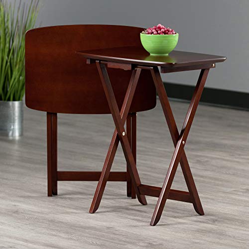 Winsome Darlene Set of 2 Foldable Snack Tables, for Living Room, 26", Walnut
