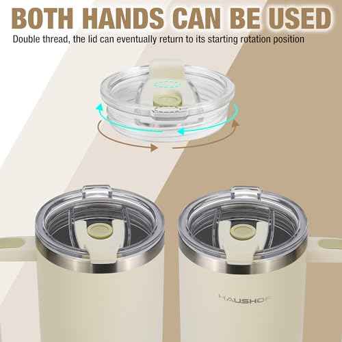 HAUSHOF 40 oz Tumbler with Handle and Straw, Insulated Stainless Steel Coffee Tumbler with Tritan Lid, Double Walled Travel Mug Water Bottle Cup, Large Tumbler for Hot and Cold Drinks