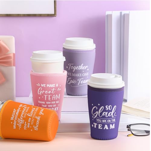 SiliFine 24 Pcs Employee Appreciation Gifts Bulk Iced Coffee Sleeve Bulk for Iced & Hot Drinks Cold Beverage Cooler Thank ...