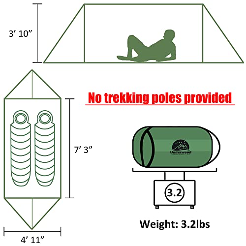 2-Person Trekking Pole Tent for Backpacking - Ultralight A-Frame Backpacking Tent, Two Person Waterproof Hiking Tent for C...