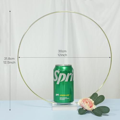 YALLOVE 10 PCS 12 Inch Floral Hoop Table Centerpiece, Metal Wreath Ring Stand with Crystal Clear Acrylic Base for Balloon ...