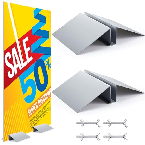 Blulu 2 Pcs Metal Floor Sign Stand Holder Fits 12" Wide Board up to 72" Tall Graphic Floor Standing Display Stand for Comp...