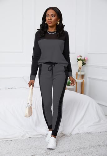 HBQ Women‘s Color Block 2 Piece Outfits Casual Travel Sweatsuits Lounge Sets 2025 Fall Fashion