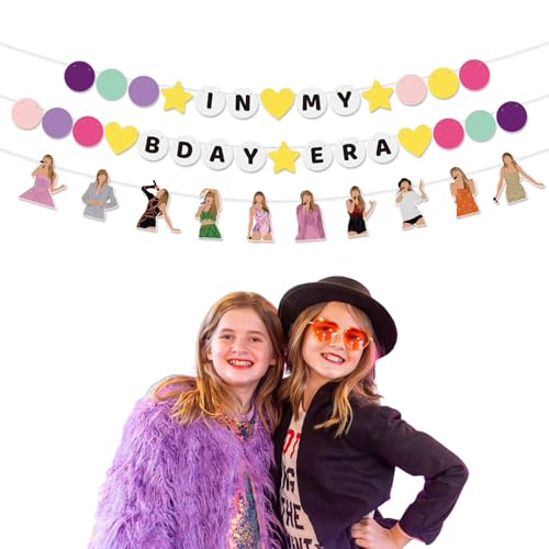 Pre-strung In My Birthday Era Banner Friendship Bracelet Garland for Singer Birthday Party Decorations Bday Photo Booth Ba...