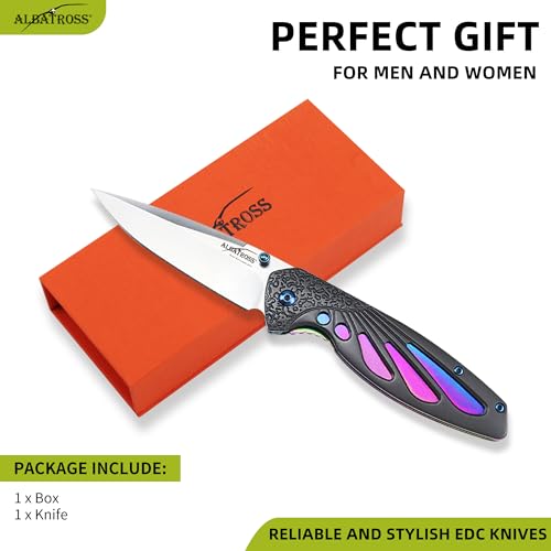 ALBATROSS D2 Steel Folding Pocket Knife with Liner Lock - Premium EDC Tactical Knife for Camping, Hunting and Outdoor Adve...