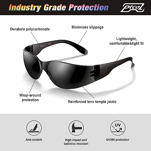 28 Pack Safety Glasses (Bulk Pack of 24+4) Unisex Black Tinted Anti-Scratch Protective Goggles Impact Resistant Lens Eyewe...
