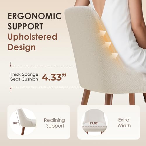 MALOL Dining Chairs Set of 2, Upholstered Dining Room Chair with Wood Legs, High-Back Padded Kitchen Chairs for Dining Roo...