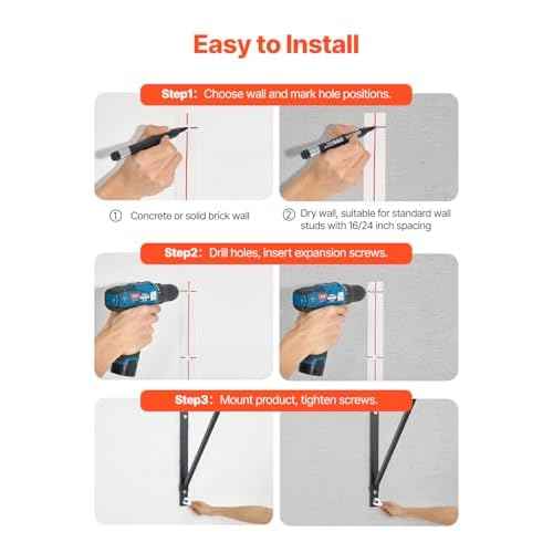 VEVOR Pull Up Bar, 50 in Width Wall Mounted Pull Ups, Adjustable Depth 22" or 30" from Wall, Heavy Duty Steel Upper Body Workout Bars, 440 lbs Weight Capacity Chin Up Training Station, for Home Gym