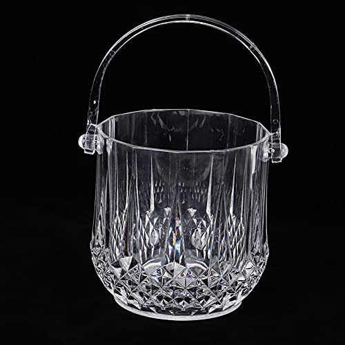 Plastic Ice Bucket, Household 1.8L Transparent Acrylic Ice Bucket with Carry Handle Champagne Wine Beer Drinks Cooler for ...