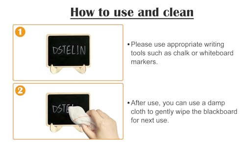 DSTELIN 10 Pack Mini Chalkboards Signs with Easel Stand, Small Rectangle Chalkboards Blackboard, Wood Place Cards for Wedd...