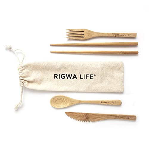RIGWA LIFE | Custom Bamboo Cutlery | Reusable & Eco-Friendly Travel Utensils | Wooden Utensils for eating | Includes reusa...