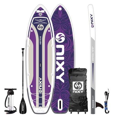 NIXY Venice G5 Cruiser & Yoga Inflatable Paddle Board | 10'6" x 34" x 6" Ultra-Light SUP with Welded Seams, Woven Drop Sti...