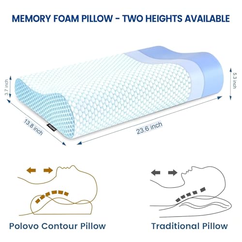 Memory Foam Bed Pillow for Sleeping, Ergonomic Cervical Contour Neck Support Orthopedic Pillow for Side Back Stomach Sleep...