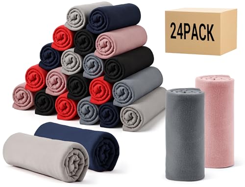 CULVE 24 Pack Fleece Throw Blanket 50x60 - Soft Lightweight Blankets in Bulk for Wedding, Gifts Pet Home Bed Sofa Couch Of...