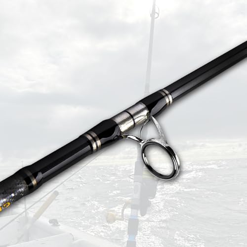 Fiblink 3-Piece Spinning Rod Heavy Spinning Fishing Rod Portable Fishing Rod Graphite Spin Rod (30-50 Pound Test)