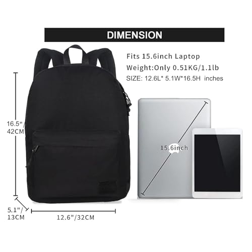 SUPACOOL Casual Laptop Backpack for Men and Women, Work backpack, Black Backpacks, College School Backpack for Boys and Gi...